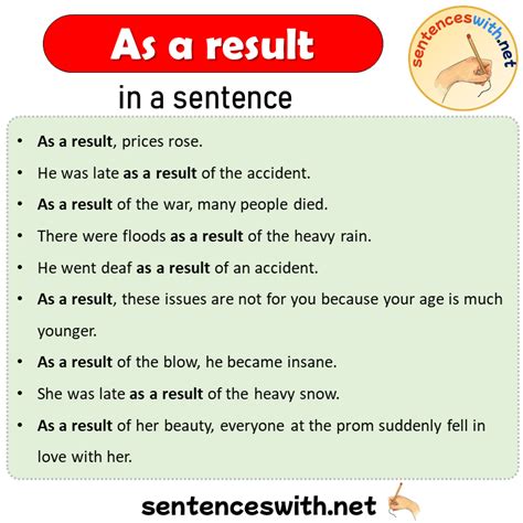 as a result in a sentence.